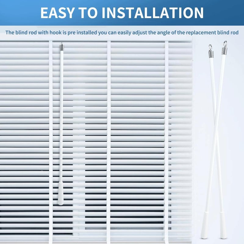 Quadafy 2 Pcs 12 inch Blind Wand, Vertical Blinds Replacement Parts with Hook and Grip, White Fiberglass Blind Tilt Wand, for Windows Curtain Door Shades Opener Accessory - Image 5